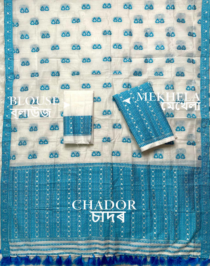 Ready-To-Wear Dhaga Work AC Cotton* Mekhela Sador