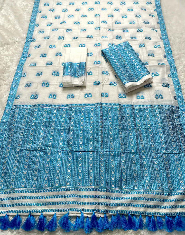 Ready-To-Wear Dhaga Work AC Cotton* Mekhela Sador