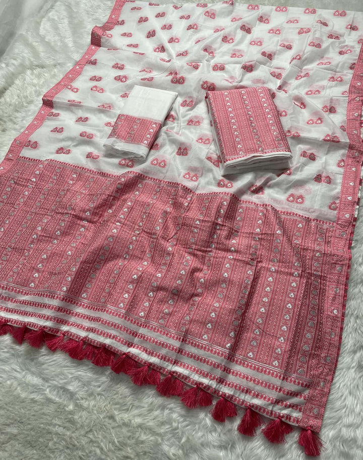Ready-To-Wear Dhaga Work AC Cotton* Mekhela Sador
