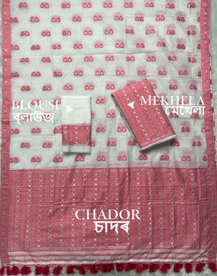 Ready-To-Wear Dhaga Work AC Cotton* Mekhela Sador