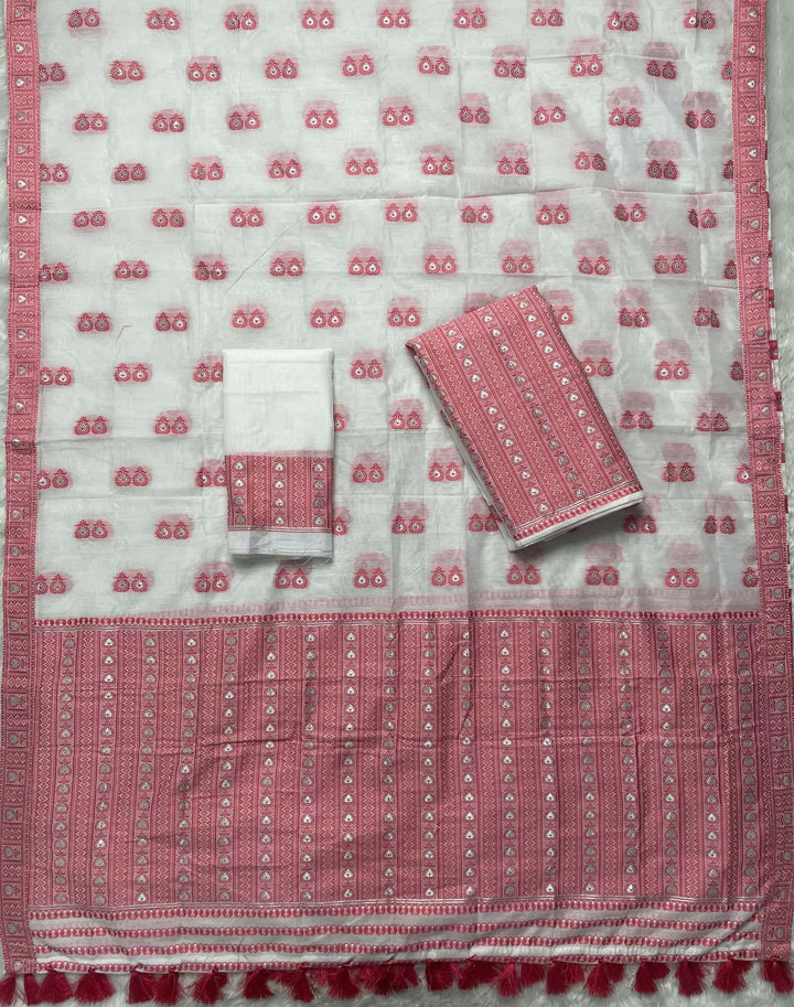 Ready-To-Wear Dhaga Work AC Cotton* Mekhela Sador
