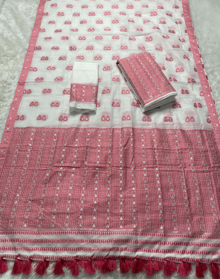 Ready-To-Wear Dhaga Work AC Cotton* Mekhela Sador