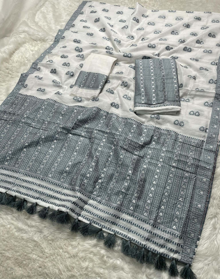 Ready-To-Wear Dhaga Work AC Cotton* Mekhela Sador