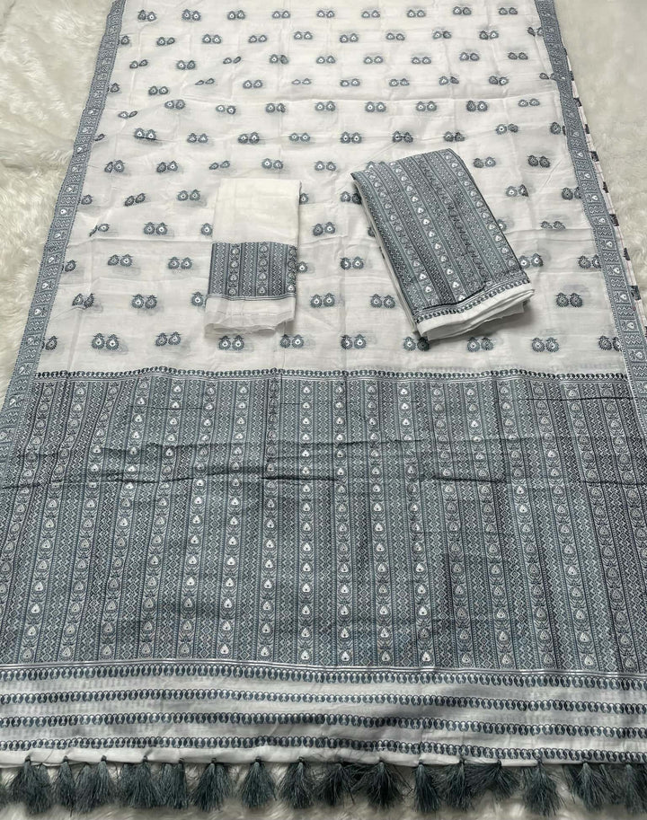 Ready-To-Wear Dhaga Work AC Cotton* Mekhela Sador