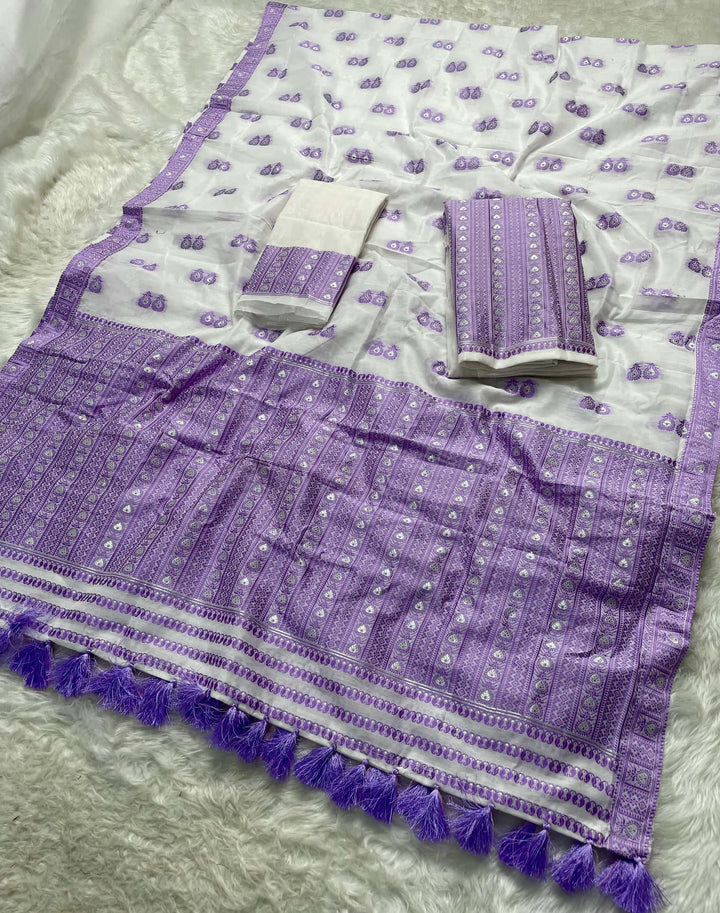 Ready-To-Wear Dhaga Work AC Cotton* Mekhela Sador