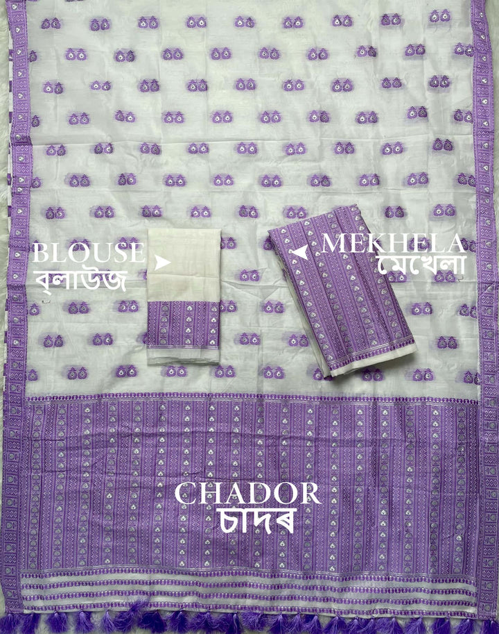 Ready-To-Wear Dhaga Work AC Cotton* Mekhela Sador