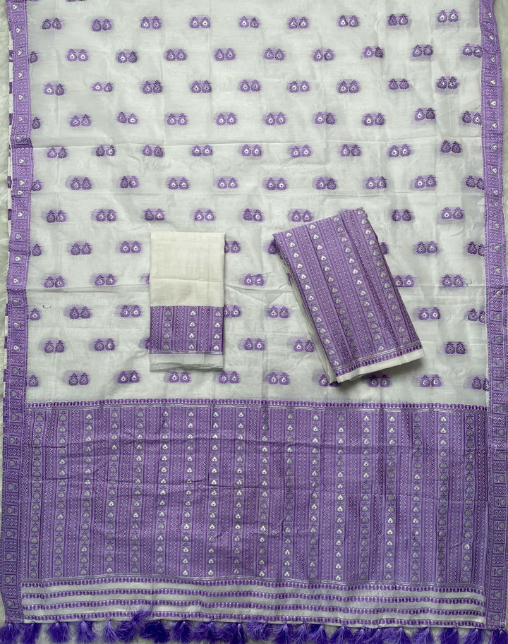 Ready-To-Wear Dhaga Work AC Cotton* Mekhela Sador