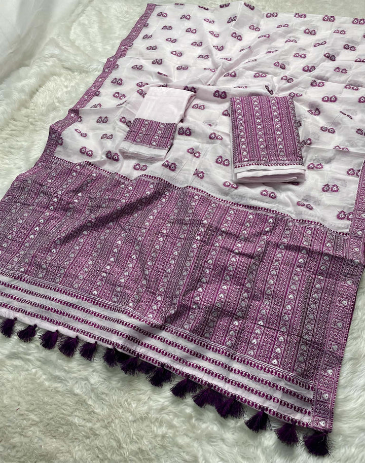 Ready-To-Wear Dhaga Work AC Cotton* Mekhela Sador