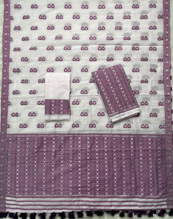 Ready-To-Wear Dhaga Work AC Cotton* Mekhela Sador