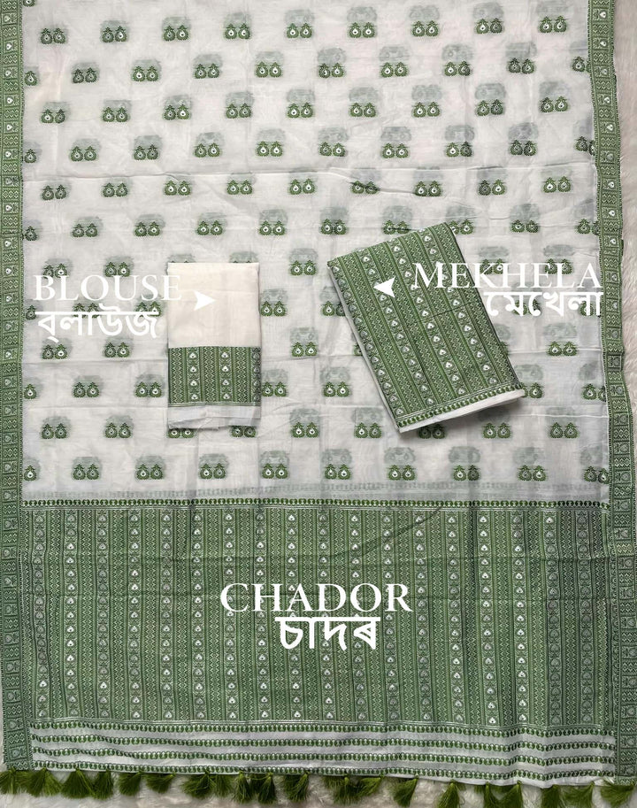 Ready-To-Wear Dhaga Work AC Cotton* Mekhela Sador