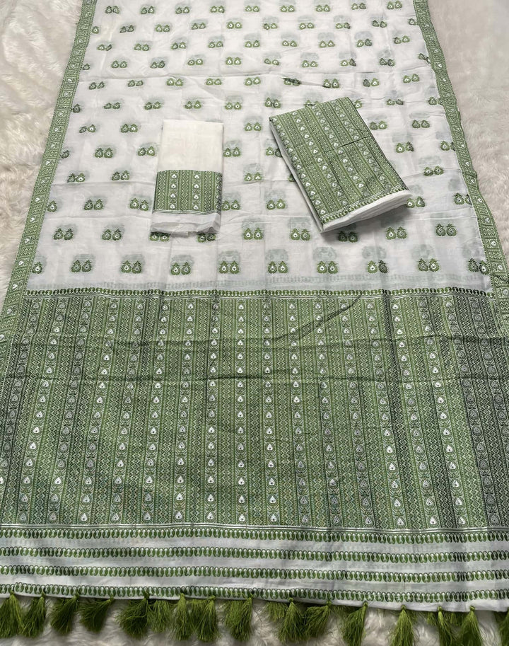 Ready-To-Wear Dhaga Work AC Cotton* Mekhela Sador