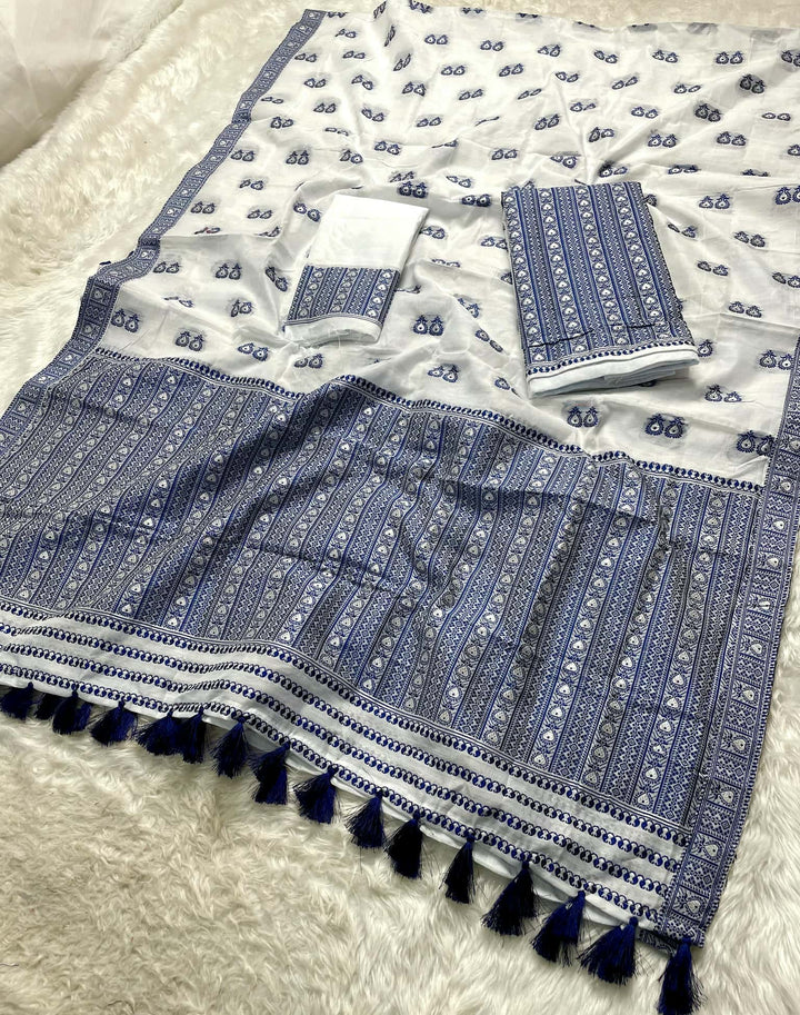 Ready-To-Wear Dhaga Work AC Cotton* Mekhela Sador