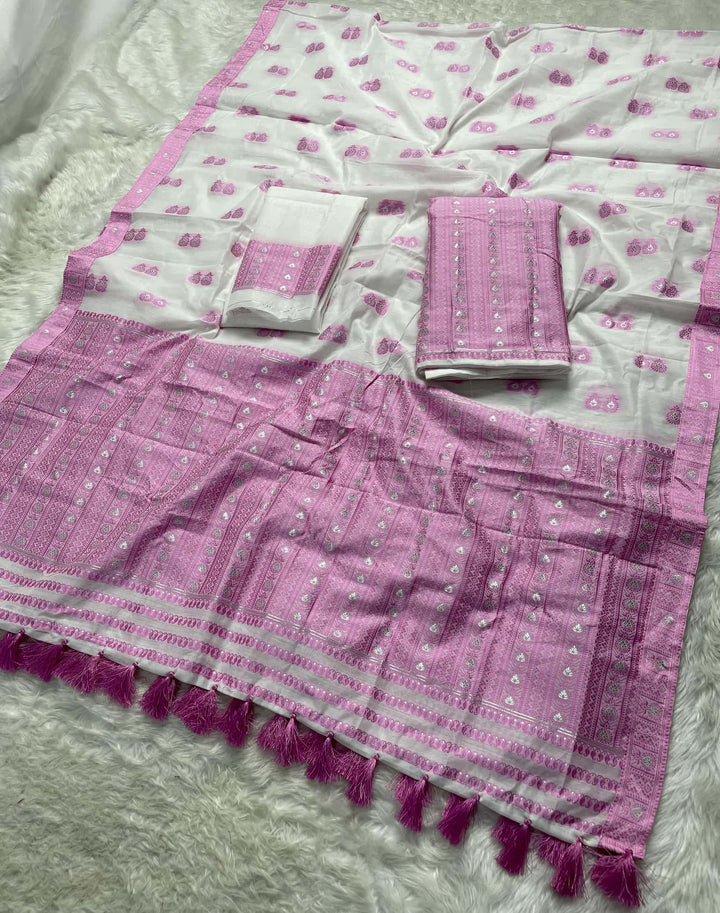 Ready-To-Wear Dhaga Work AC Cotton* Mekhela Sador