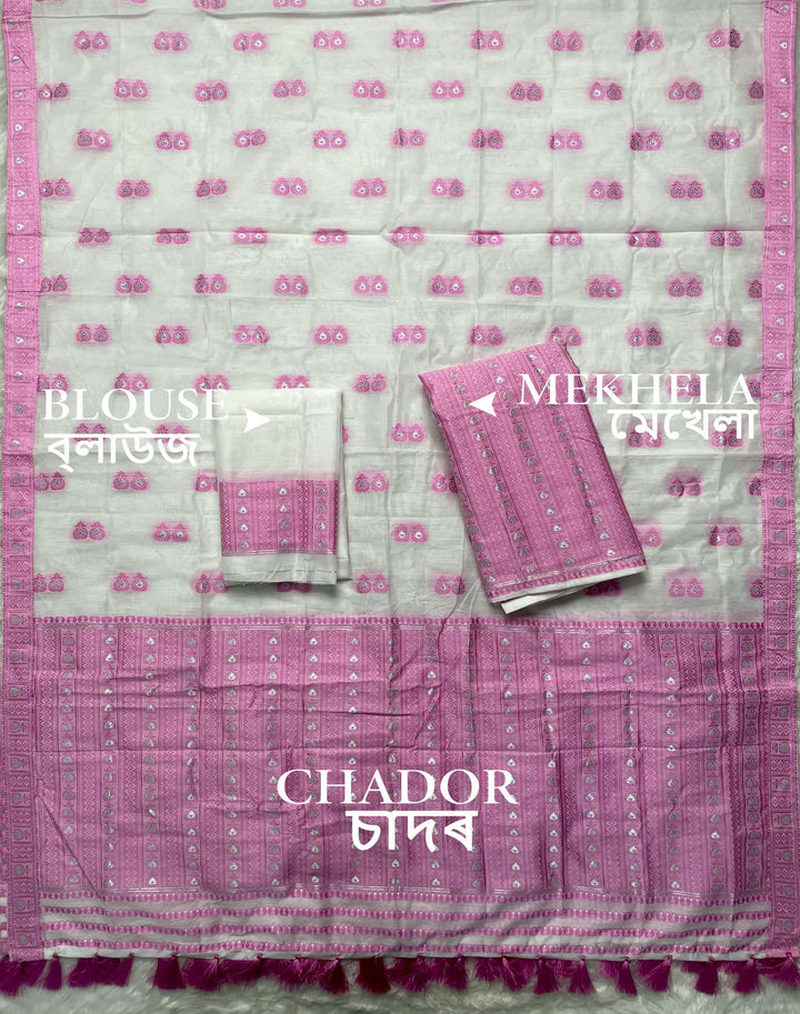 Ready-To-Wear Dhaga Work AC Cotton* Mekhela Sador