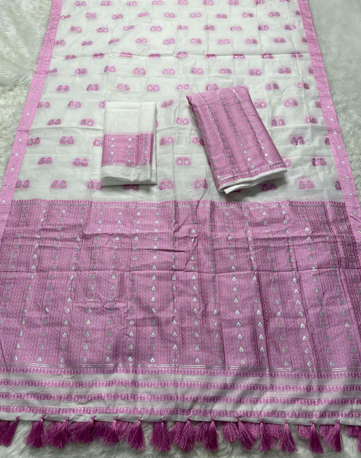 Ready-To-Wear Dhaga Work AC Cotton* Mekhela Sador