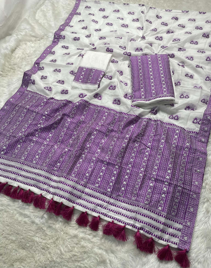 Ready-To-Wear Dhaga Work AC Cotton* Mekhela Sador