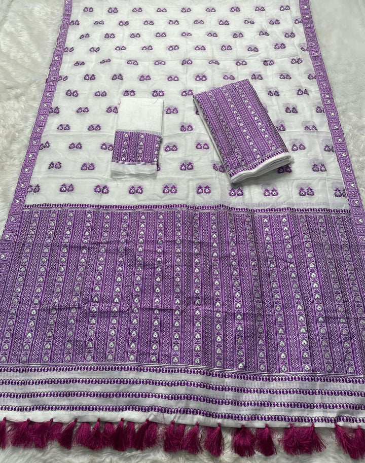 Ready-To-Wear Dhaga Work AC Cotton* Mekhela Sador