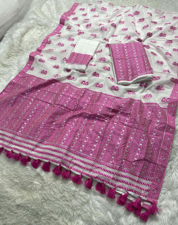 Ready-To-Wear Dhaga Work AC Cotton* Mekhela Sador