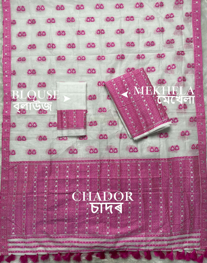 Ready-To-Wear Dhaga Work AC Cotton* Mekhela Sador