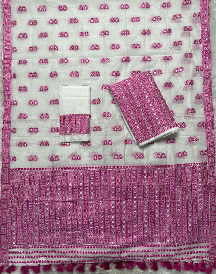 Ready-To-Wear Dhaga Work AC Cotton* Mekhela Sador