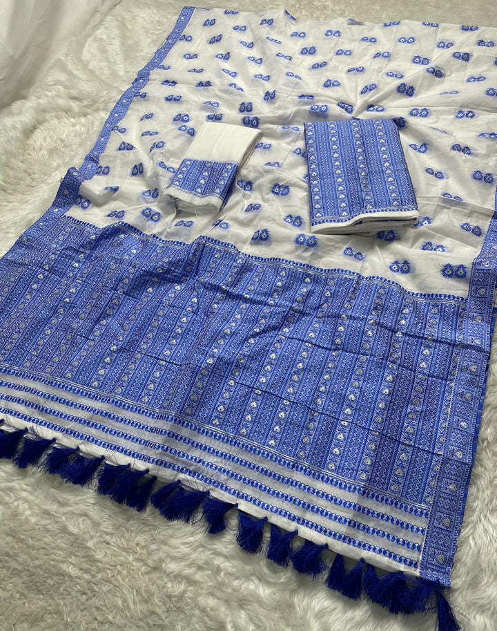 Ready-To-Wear Dhaga Work AC Cotton* Mekhela Sador