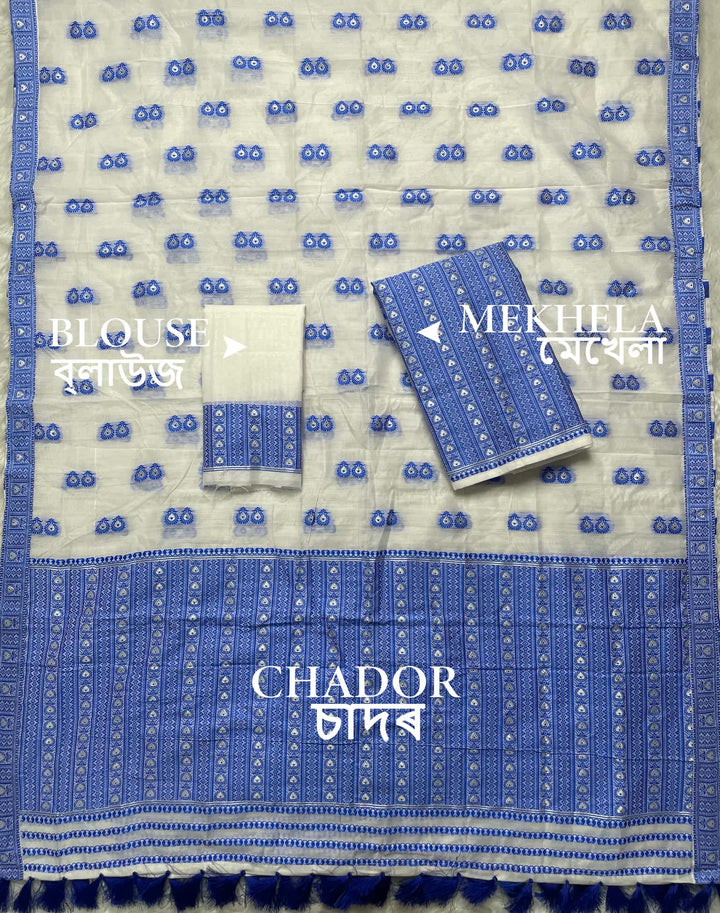 Ready-To-Wear Dhaga Work AC Cotton* Mekhela Sador