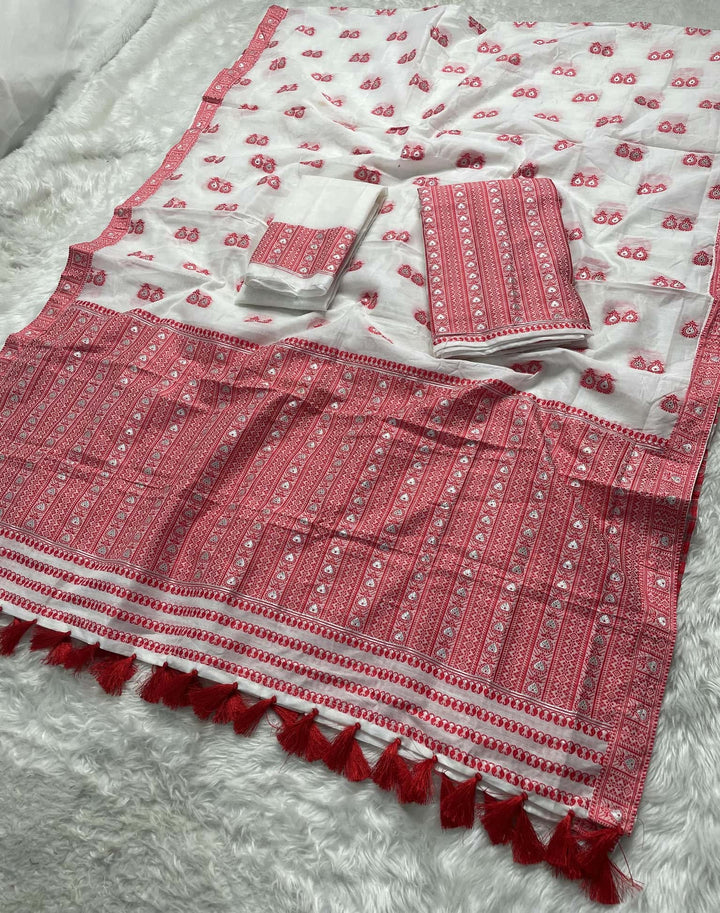 Ready-To-Wear Dhaga Work AC Cotton* Mekhela Sador