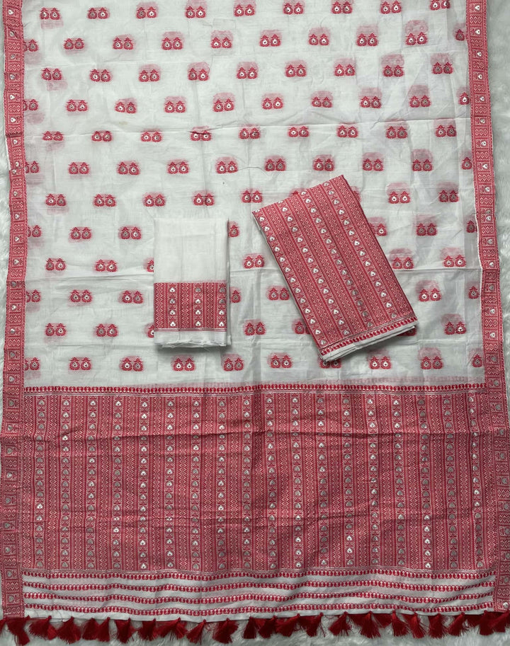 Ready-To-Wear Dhaga Work AC Cotton* Mekhela Sador