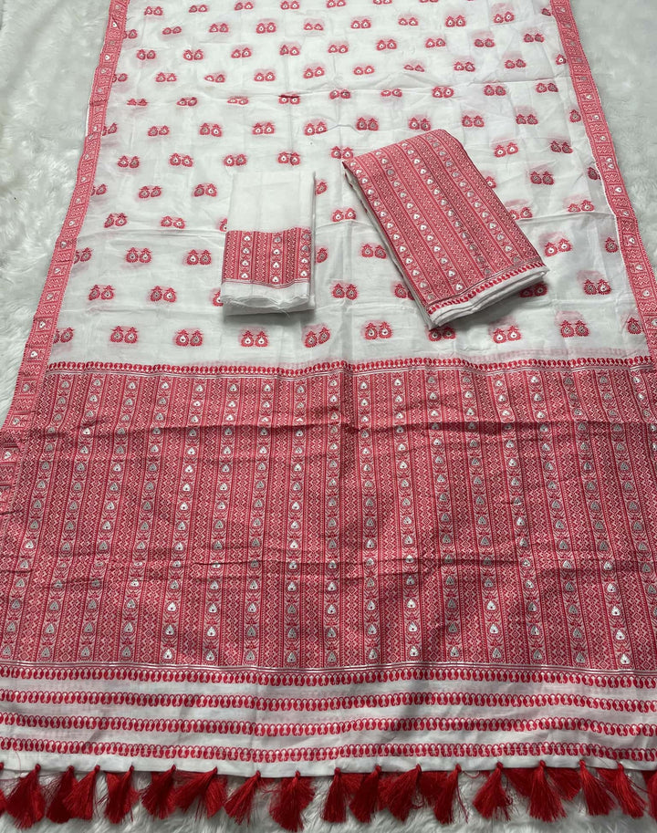 Ready-To-Wear Dhaga Work AC Cotton* Mekhela Sador