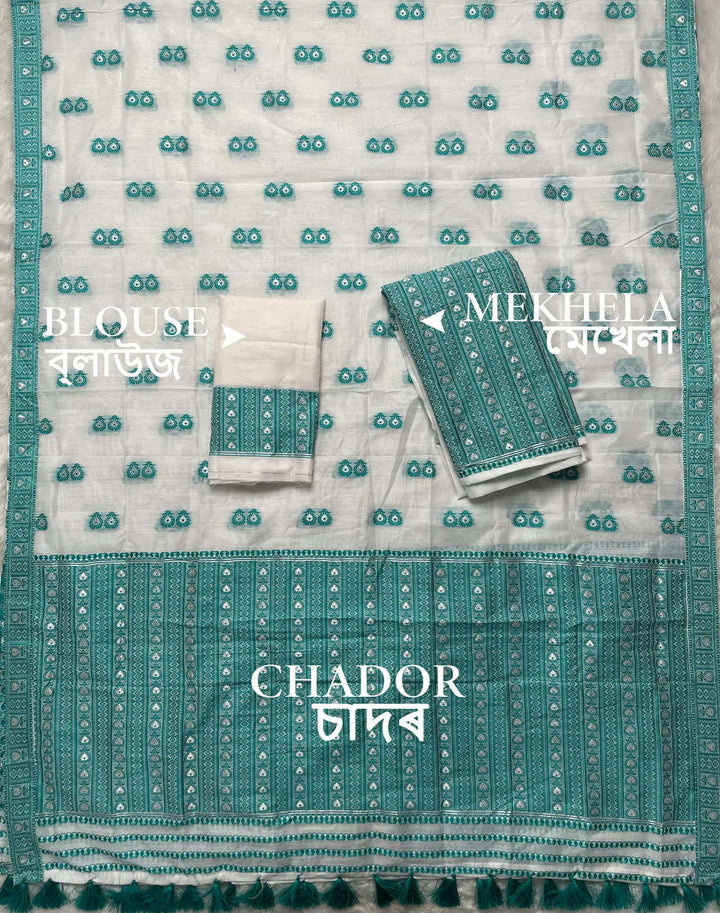 Ready-To-Wear Dhaga Work AC Cotton* Mekhela Sador