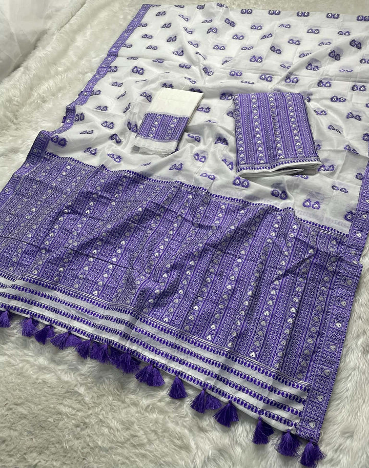 Ready-To-Wear Dhaga Work AC Cotton* Mekhela Sador