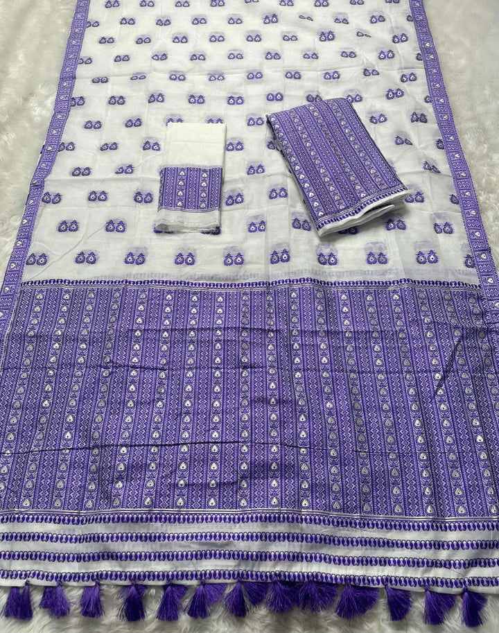 Ready-To-Wear Dhaga Work AC Cotton* Mekhela Sador