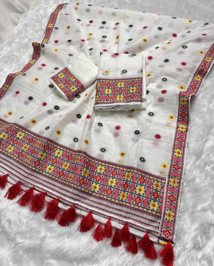 Ready-To-Wear Weaving Multi-Dhaga Work AC Cotton* Mekhela Sador