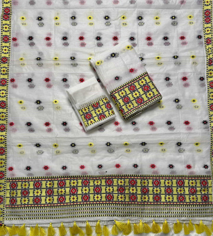 Ready-To-Wear Weaving Multi-Dhaga Work AC Cotton* Mekhela Sador