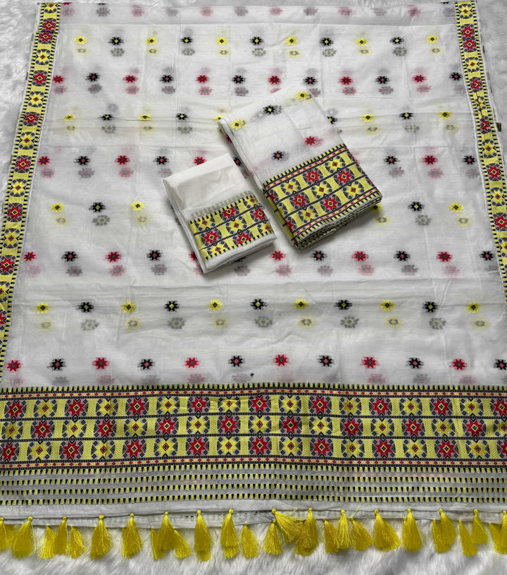 Ready-To-Wear Weaving Multi-Dhaga Work AC Cotton* Mekhela Sador