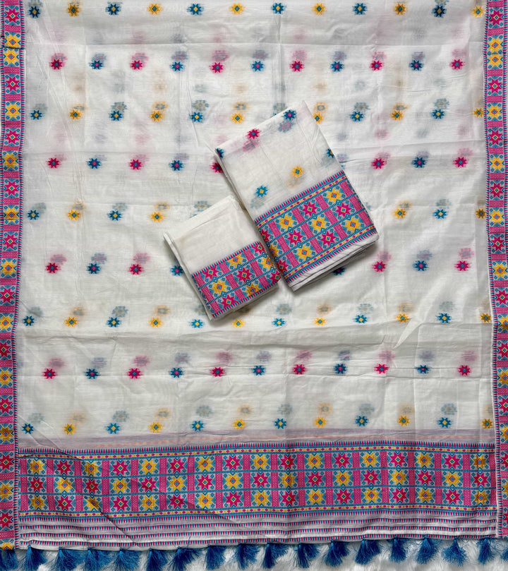 Ready-To-Wear Weaving Multi-Dhaga Work AC Cotton* Mekhela Sador