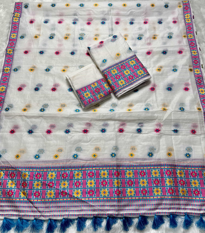 Ready-To-Wear Weaving Multi-Dhaga Work AC Cotton* Mekhela Sador