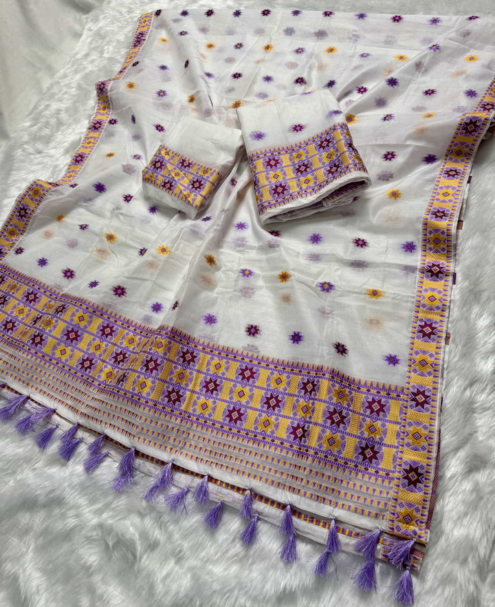 Ready-To-Wear Weaving Multi-Dhaga Work AC Cotton* Mekhela Sador