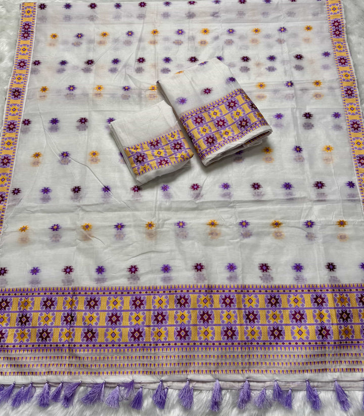 Ready-To-Wear Weaving Multi-Dhaga Work AC Cotton* Mekhela Sador