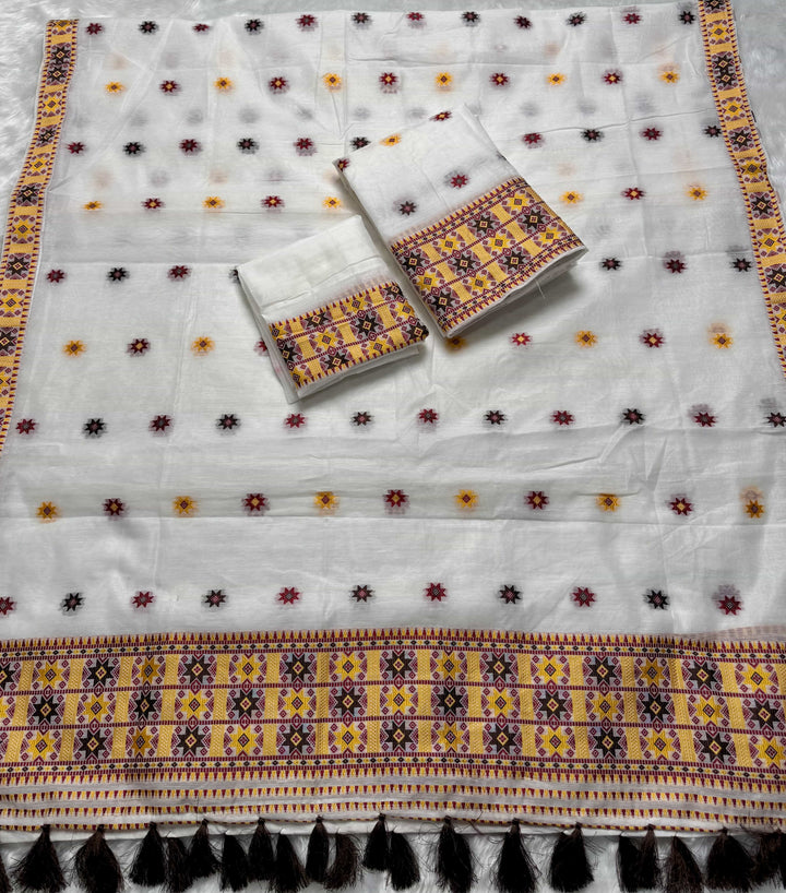 Ready-To-Wear Weaving Multi-Dhaga Work AC Cotton* Mekhela Sador