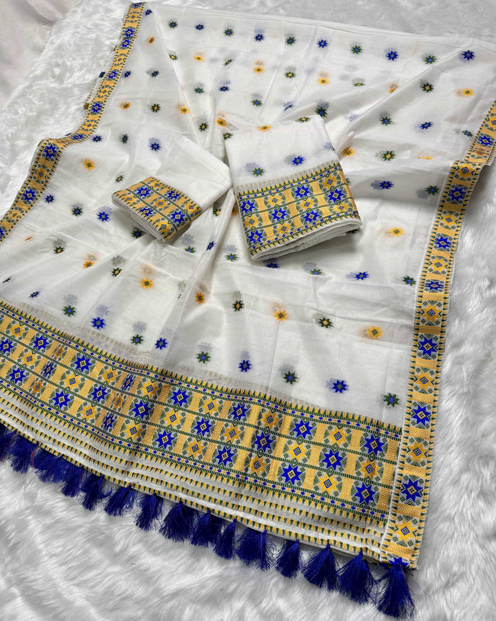 Ready-To-Wear Weaving Multi-Dhaga Work AC Cotton* Mekhela Sador