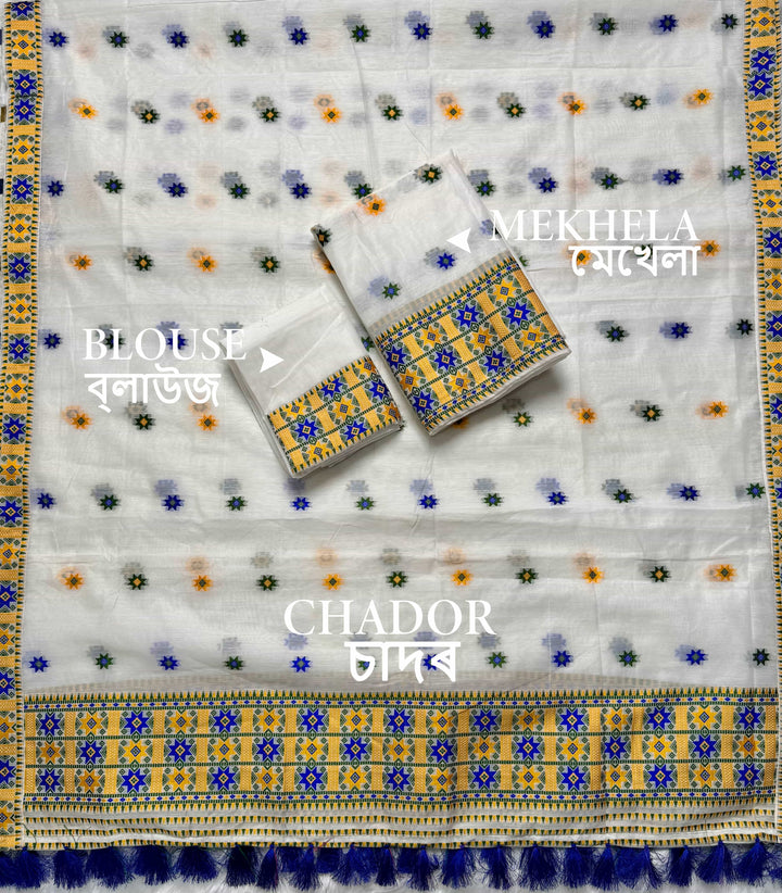 Ready-To-Wear Weaving Multi-Dhaga Work AC Cotton* Mekhela Sador