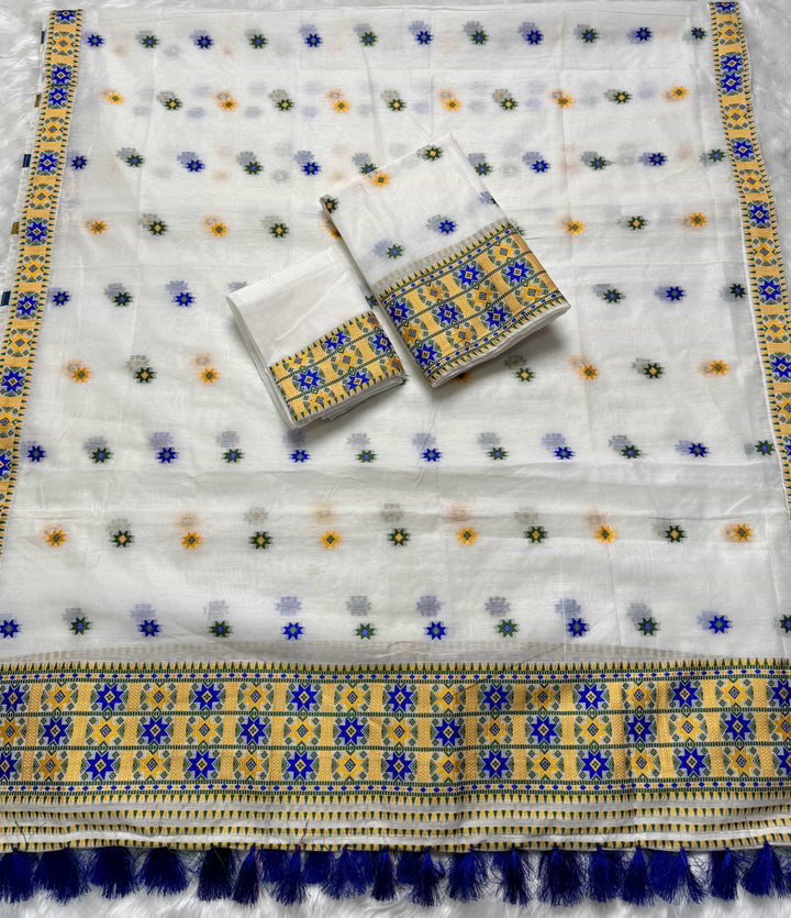 Ready-To-Wear Weaving Multi-Dhaga Work AC Cotton* Mekhela Sador