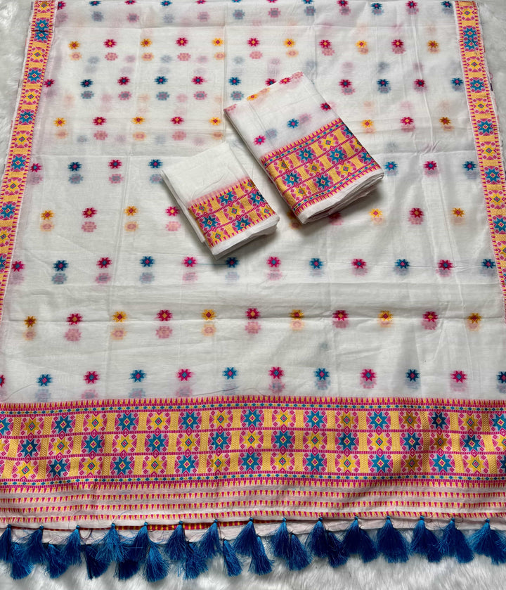 Ready-To-Wear Weaving Multi-Dhaga Work AC Cotton* Mekhela Sador