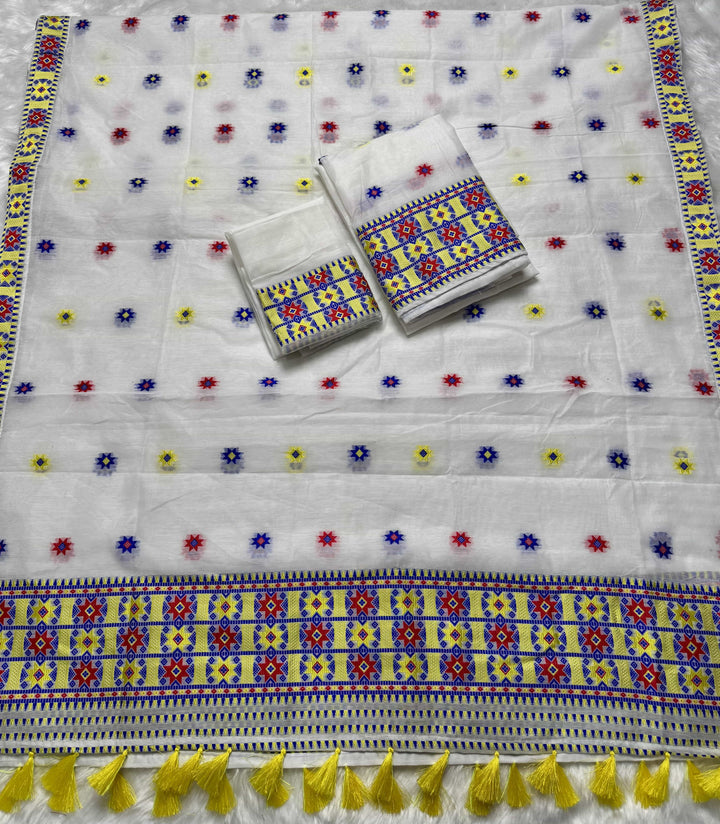 Ready-To-Wear Weaving Multi-Dhaga Work AC Cotton* Mekhela Sador