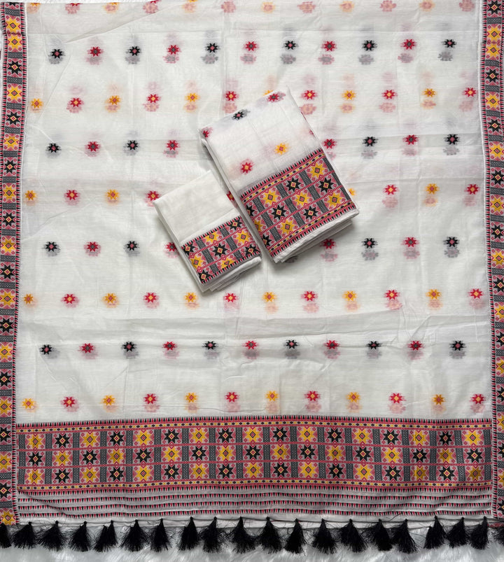 Ready-To-Wear Weaving Multi-Dhaga Work AC Cotton* Mekhela Sador