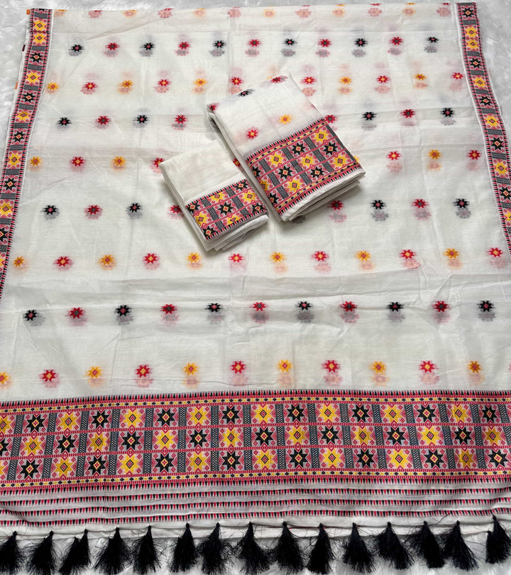 Ready-To-Wear Weaving Multi-Dhaga Work AC Cotton* Mekhela Sador