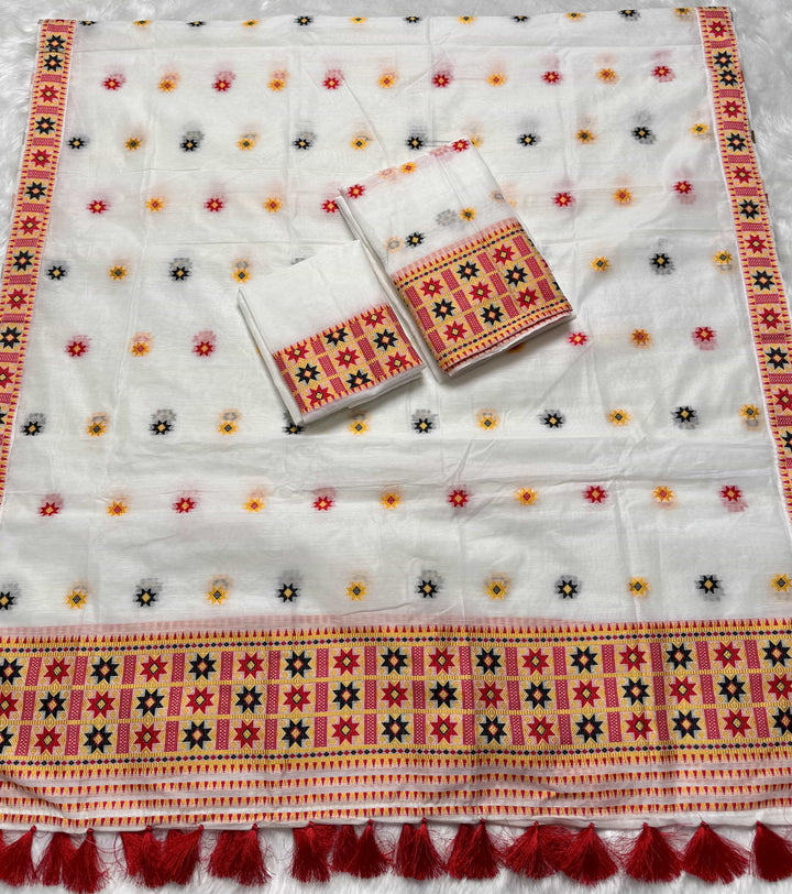 Ready-To-Wear Weaving Multi-Dhaga Work AC Cotton* Mekhela Sador