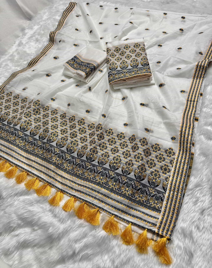 Ready-To-Wear Weaving Multi-Dhaga Work AC Cotton* Mekhela Sador