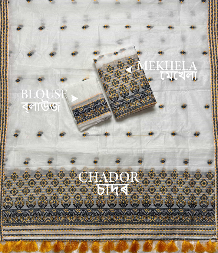 Ready-To-Wear Weaving Multi-Dhaga Work AC Cotton* Mekhela Sador